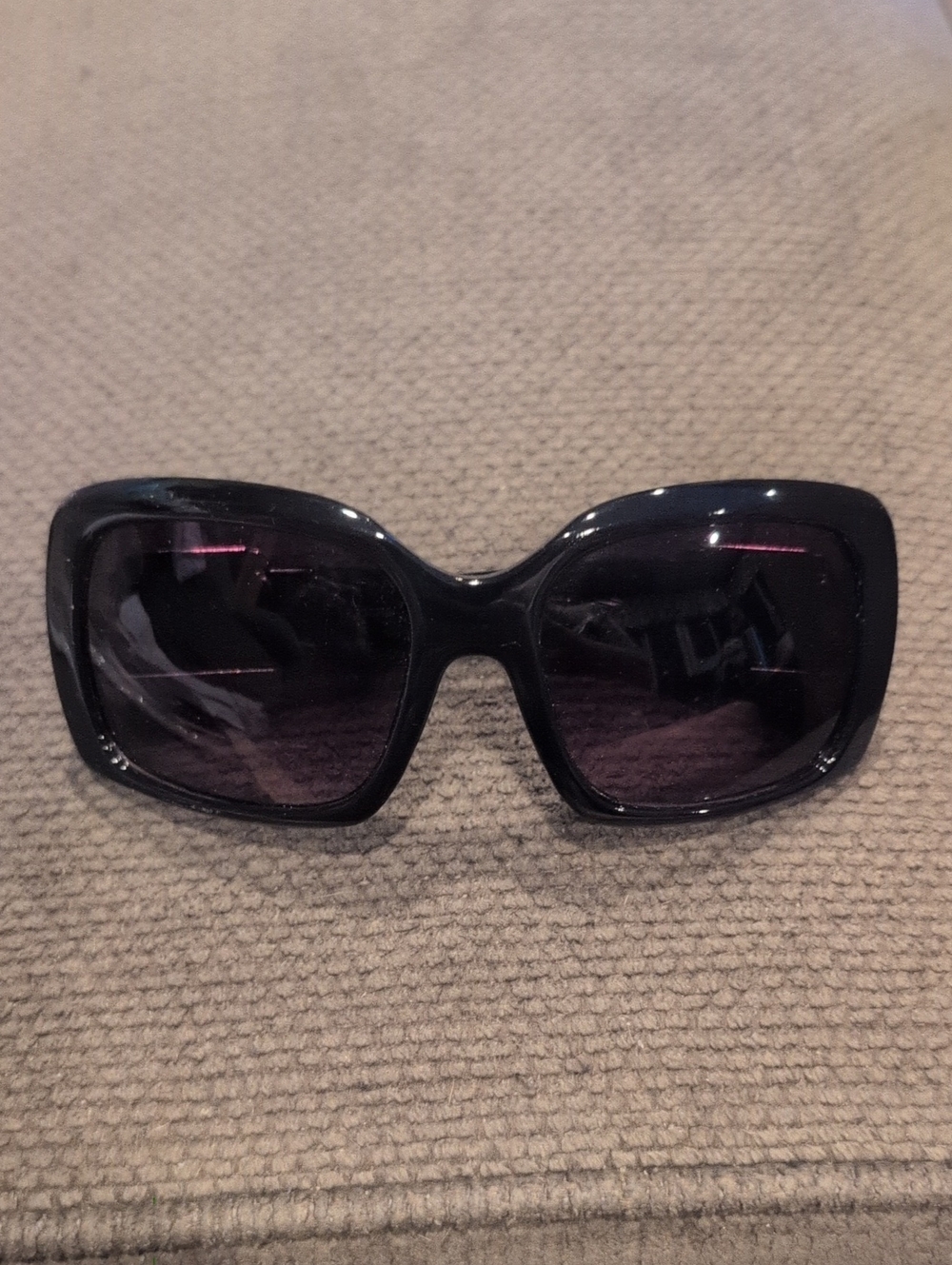 Classic Black Oversized Women's Sunglasses Crystal Accents
